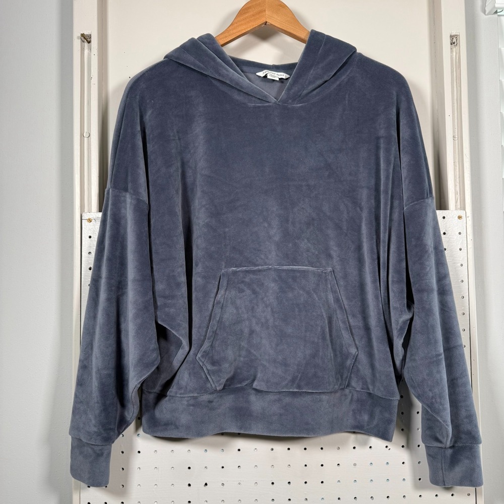 American Eagle Outfitters Hoodie Women's Gray Velvet Stretch Pockets - Small‎
